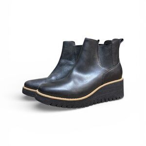 Cole Haan Zerogrand Waterproof Wedge Chelsea Boots - Black Leather Women’s 9B